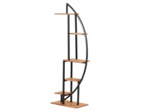 Kovový stojan na kvety (2 ks) Feran - čierna / dub