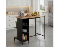Kuchynský ostrovček Figo - čierna / dub