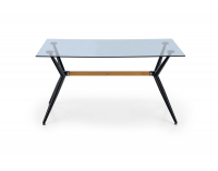 Sklenený jedálenský stôl Finley - čierna / dymová