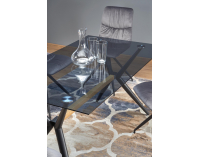 Sklenený jedálenský stôl Finley - čierna / dymová