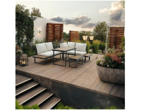 Záhradný nábytok Flojd - čierna / krém / dub