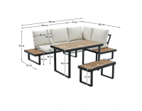 Záhradný nábytok Flojd - čierna / krém / dub