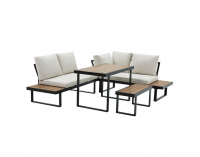 Záhradný nábytok Flojd - čierna / krém / dub