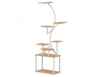 Kovový stojan na kvety Florel - biela / dub sonoma