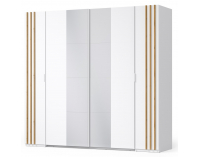 Štvordverová šatníková skriňa so zrkadlom Florens 2D - biela / dub artisan