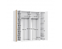 Štvordverová šatníková skriňa so zrkadlom Florens 2D - biela / dub artisan