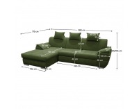 Rohová sedačka s rozkladom a úložným priestorom Flosy Roh L - zelená