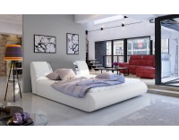 Čalúnená manželská posteľ s roštom Folino 160 - biela / sivá