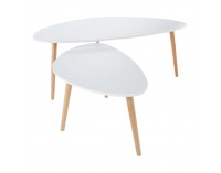 Konferenčný stolík (2 ks) Folko New - biela / buk