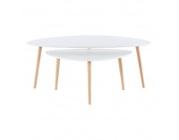 Konferenčný stolík (2 ks) Folko New - biela / buk
