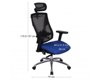 Kancelárska stolička s podrúčkami Forbes 4S Plus - modrá / čierna / chróm