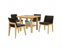 Jedálenský set Fosen 1+4 - prírodná / tmavohnedá