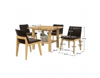 Jedálenský set Fosen 1+4 - prírodná / tmavohnedá