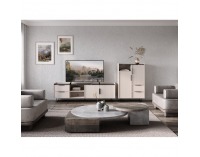 Dvojdverová komoda so zásuvkami Fresio 2D2S - kašmír / tmavý mramor