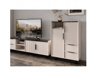 Dvojdverová komoda so zásuvkami Fresio 2D2S - kašmír / tmavý mramor