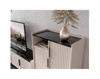 Dvojdverová komoda so zásuvkami Fresio 2D2S - kašmír / tmavý mramor