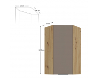 Horná rohová kuchynská skrinka Frisbo 60x60 GN-108 1F - sandgrau / dub artisan
