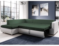 Rohová sedačka s rozkladom Furud L Roh L - biela / zelená