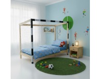 Montessori posteľ Futal 90x200 cm - prírodná / biela / čierna