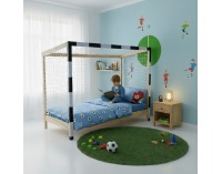 Montessori posteľ Futal 90x200 cm - prírodná / biela / čierna