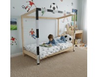 Montessori posteľ Futal 90x200 cm - prírodná / biela / čierna