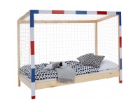 Montessori posteľ Futal 90x200 cm - prírodna / biela / modrá / červená