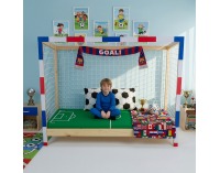 Montessori posteľ Futal 90x200 cm - prírodna / biela / modrá / červená