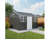 Plechový záhradný domček Gabko 360x310x250 cm - antracit / biela
