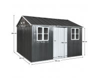 Plechový záhradný domček Gabko 360x310x250 cm - antracit / biela