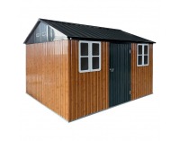 Plechový záhradný domček Gabko 360x310x250 cm - hnedá / antracit