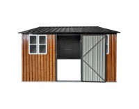 Plechový záhradný domček Gabko 360x310x250 cm - hnedá / antracit