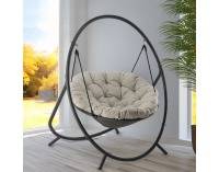 Závesné kreslo Gadil - sivá / béžová