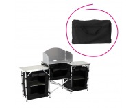 Skladacia kempingová kuchyňa Gafna - čierna / béžová / strieborná