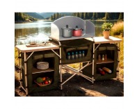 Skladacia kempingová kuchyňa Gafna - čierna / béžová / strieborná