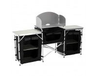 Skladacia kempingová kuchyňa Gafna - čierna / béžová / strieborná