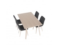 Jedálenský set Galio 1+4 - sivá / svetlý buk