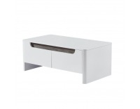 Konferenčný stolík s úložným priestorom Garner - biela / biely vysoký lesk