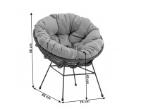 Záhradný set z umelého ratanu Gauri - tmavosivá / sivá / čierna