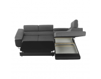 Rohová sedačka s rozkladom a úložným priestorom Gelan New P - sivá / čierna
