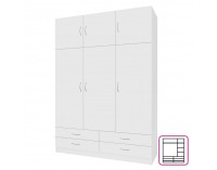 Šatníková skriňa Geri New 3D - biela