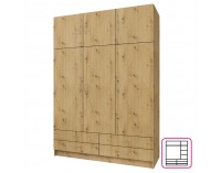 Šatníková skriňa Geri New 3D - dub artisan