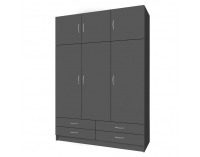 Šatníková skriňa Geri New 3D - grafit