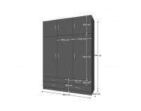 Šatníková skriňa Geri New 3D - grafit