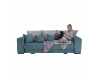 Rozkladacia pohovka s úložným priestorom Gilen Big Sofa - modrá / mentolová / svetlosivá