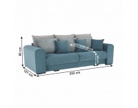 Rozkladacia pohovka s úložným priestorom Gilen Big Sofa - modrá / mentolová / svetlosivá