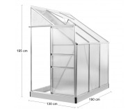 Záhradný skleník k stene Glasshouse 190x130x205 cm - priehľadná