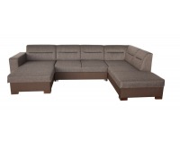 Rohová sedačka U s rozkladom a úložným priestorom Enzo XL P - šenil hnedý (Corona 86) / hnedá (Neo 0