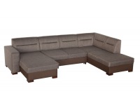 Rohová sedačka U s rozkladom a úložným priestorom Enzo XL L - šenil hnedý (Corona 86) / hnedá (Neo 0