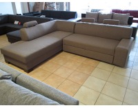 Rohová sedačka s rozkladom a úložným priestorom Paris SR L - šenil svetlohnedý (Portland 24)