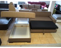 Rohová sedačka s rozkladom a úložným priestorom Paris SR L - šenil svetlohnedý (Portland 24)